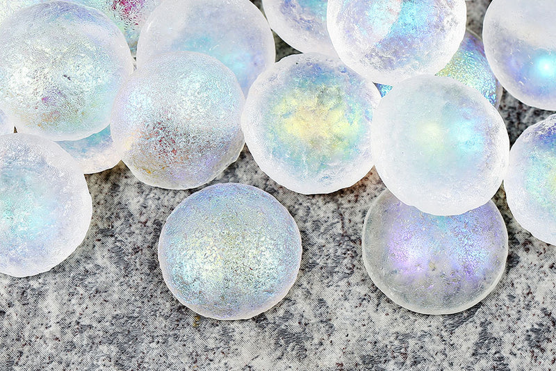 Cabochons 25mm Crystal AB Etch Finish Nonporous Czech Glass Beads