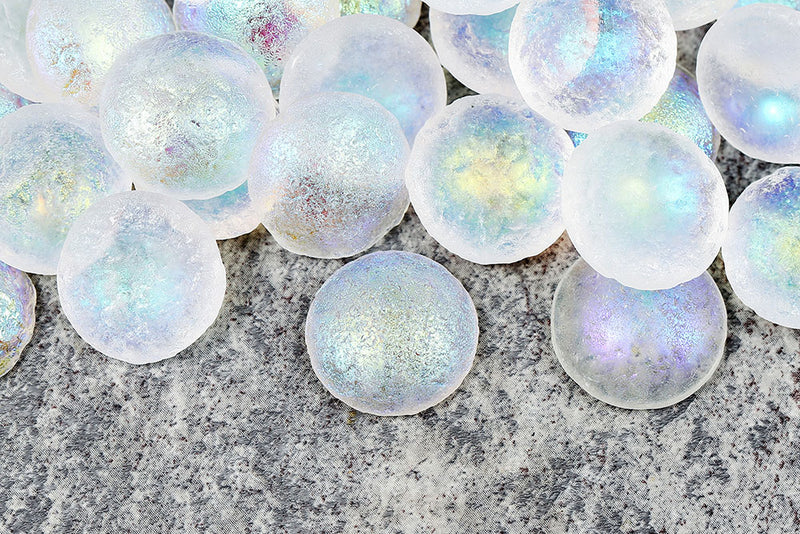 Cabochons 18mm Crystal AB Etched Finish Nonporous Czech Glass Beads