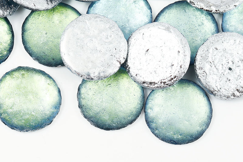 Cabochons 25mm Crystal Sahara Etched Nonporous Czech Glass Beads