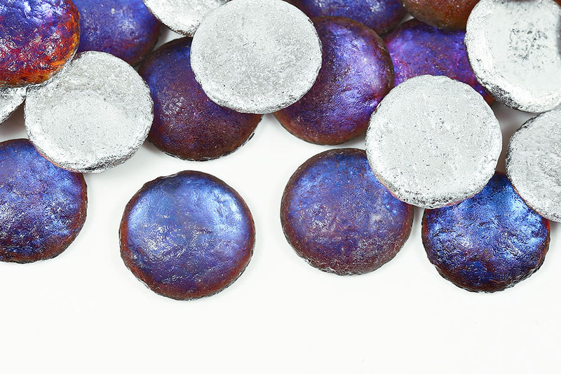 Cabochons 18mm Volcano Etched Finish Nonporous Czech Glass Beads