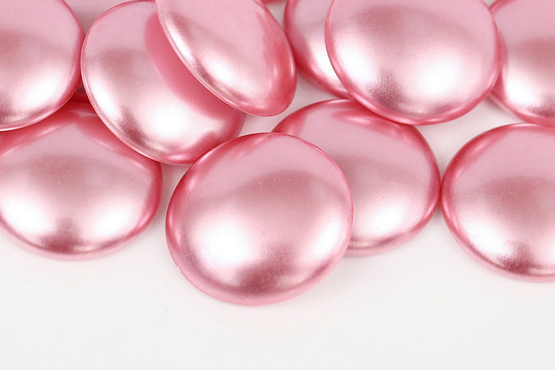 Cabochons 25mm Pink Pearl Nonporous Czech Glass Beads