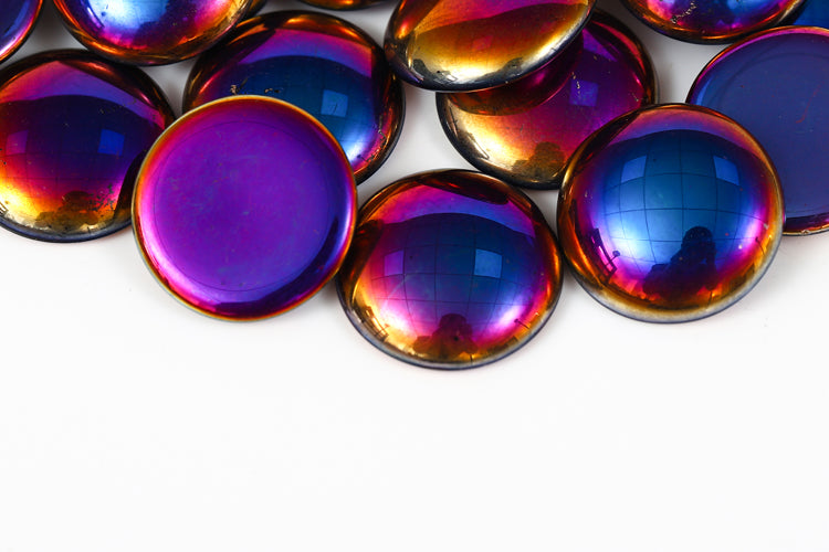 Cabochons 25mm Jet Sliperit Full Nonporous Czech Glass Beads