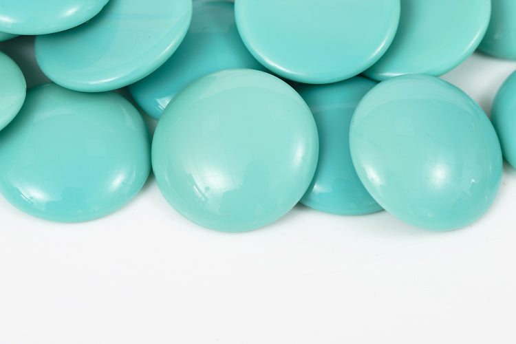 Cabochons 25mm Turquoise Lt.Green Nonporous Czech Glass Beads
