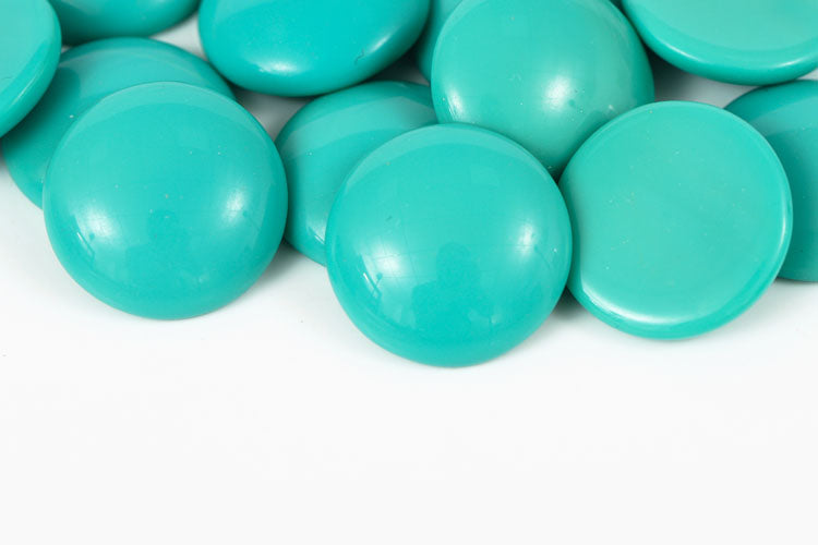 Cabochons 25mm Turquoise Green Nonporous Czech Glass Beads