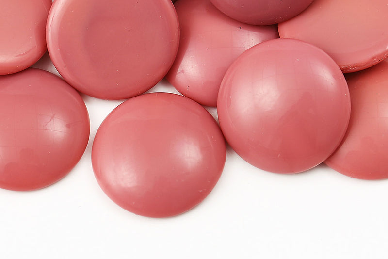 Cabochons 25mm Opaque Dark Pink Nonporous Czech Glass Beads