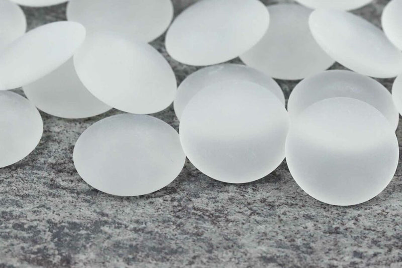 Cabochons 25mm Crystal Matt Nonporous Czech Beads