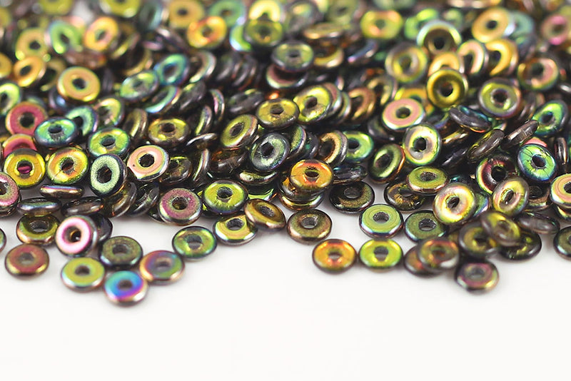 O-Beads 4×1mm Magic Orange Gray 1-Hole Czech Beads