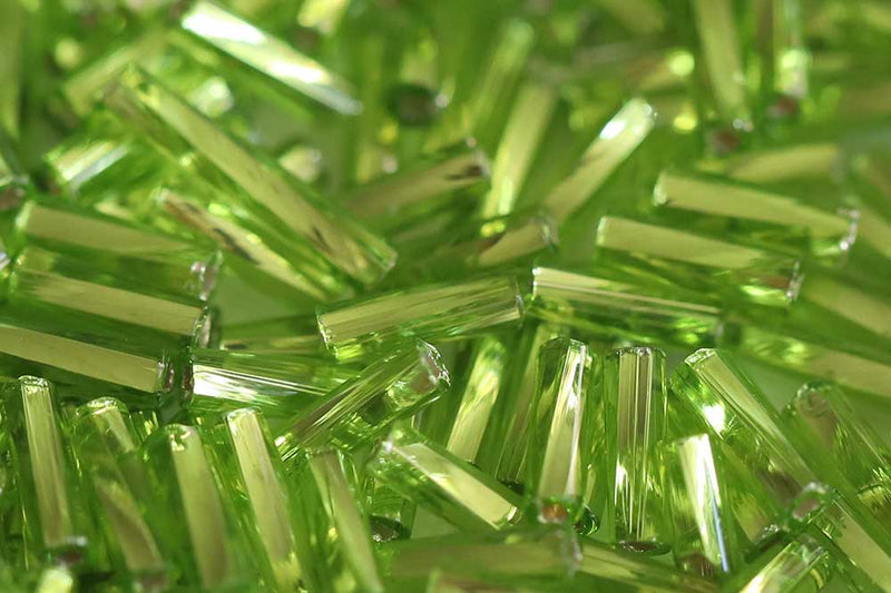 Preciosa Bugles 3″ Transparent Light Pale Green Silver Lined col.57220