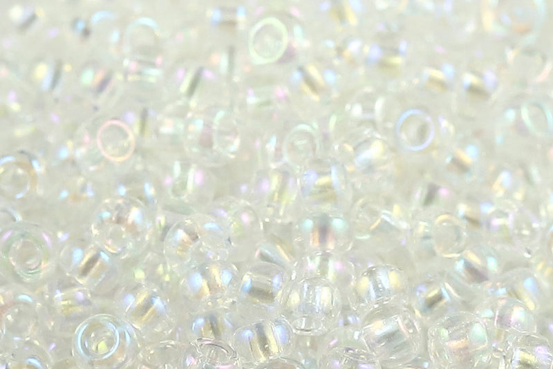 Preciosa Rocailles 8/0 Transparent White Rainbow col.58135