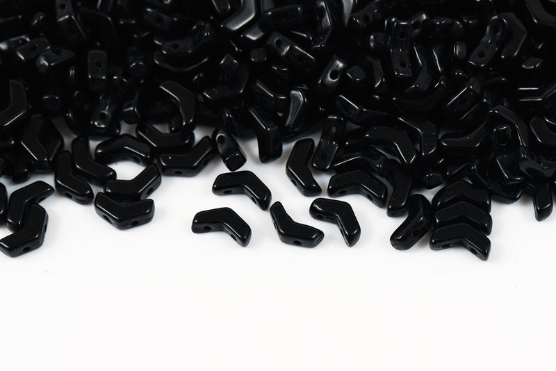 Arrow 8×5mm Jet 2-Hole Czech Beads