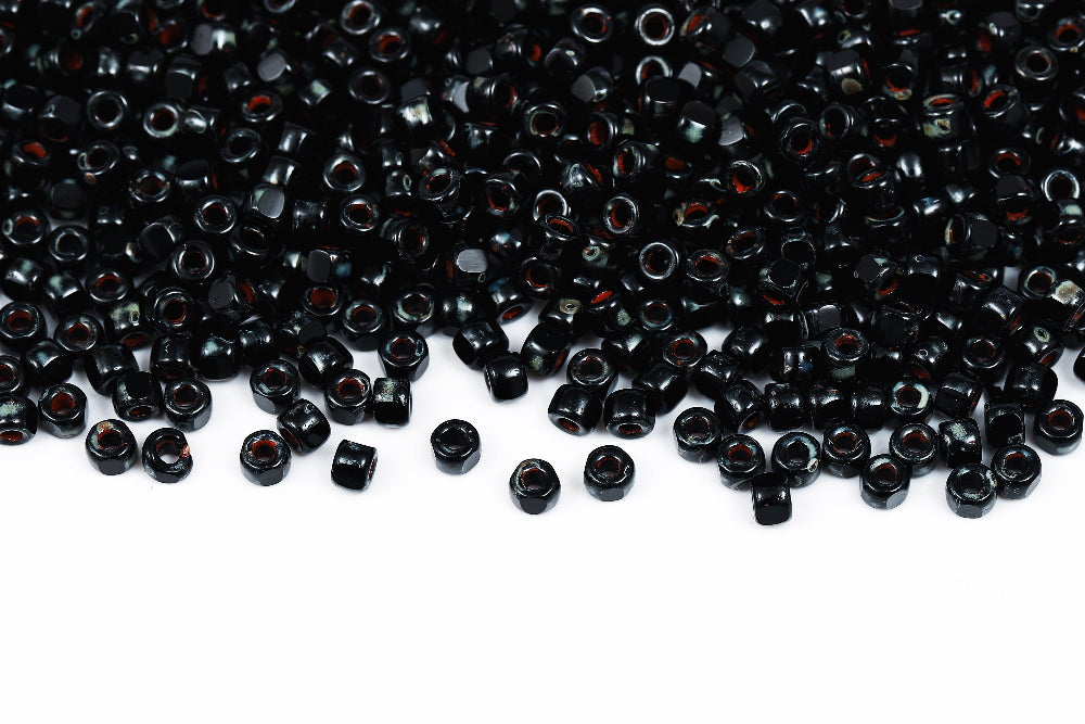 Matubo 3 Cut 6/0 Jet Travertin Dark Czech Seed bead