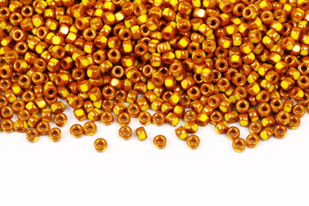 Matubo 3 Cut 6/0 Lemon Red Luster Czech Seed bead