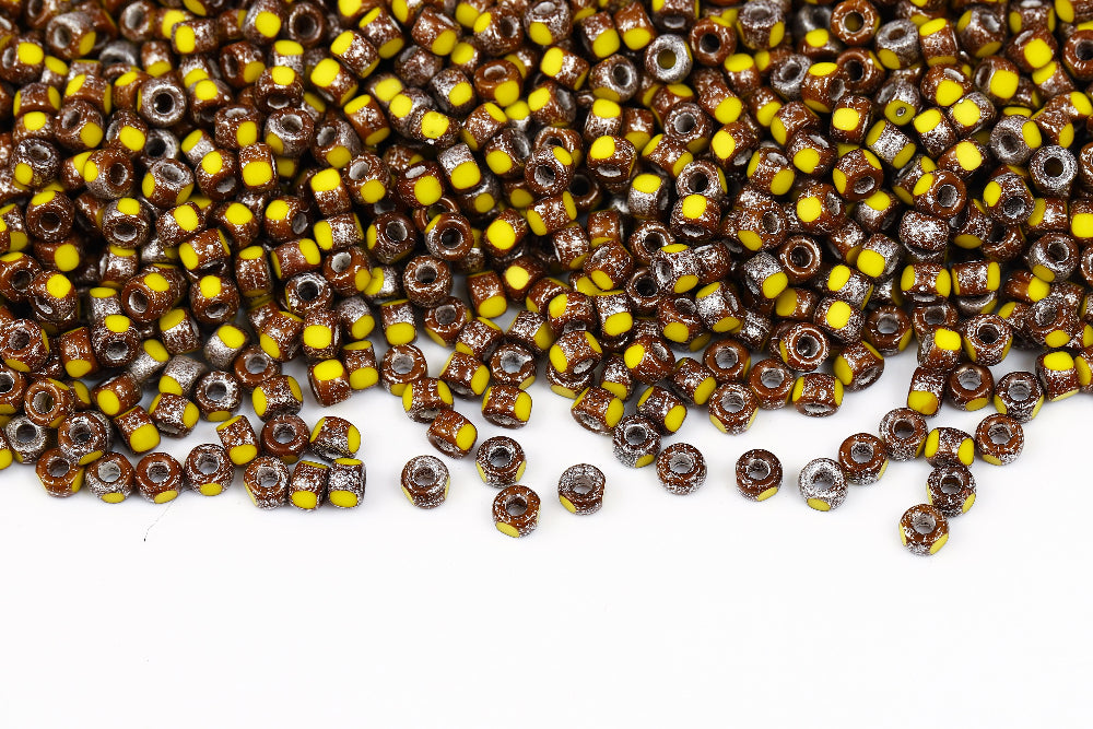 Matubo 3 Cut 6/0 Lemon Silver Paste Mat Czech Seed bead