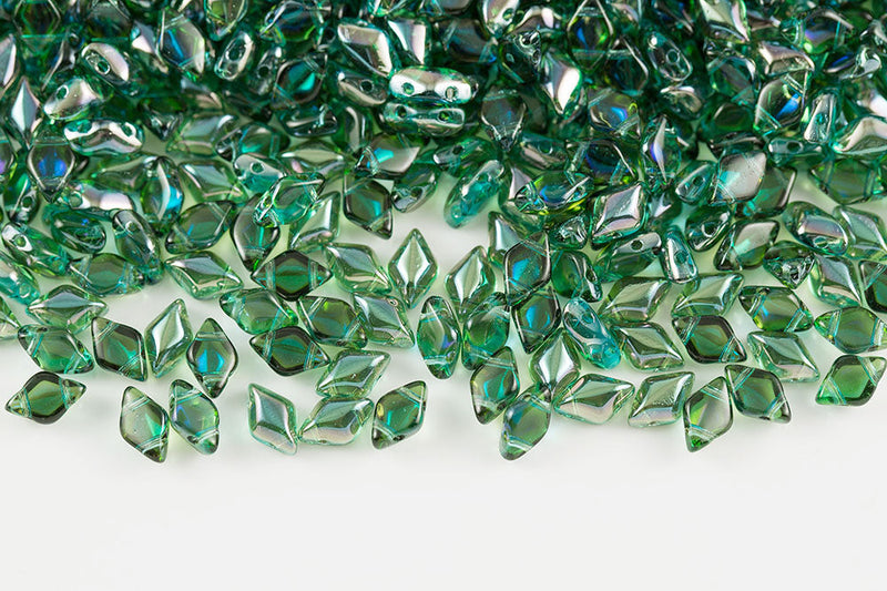 Gemduo 8×5mm Aquamarine Celsian 2-Hole Czech Beads