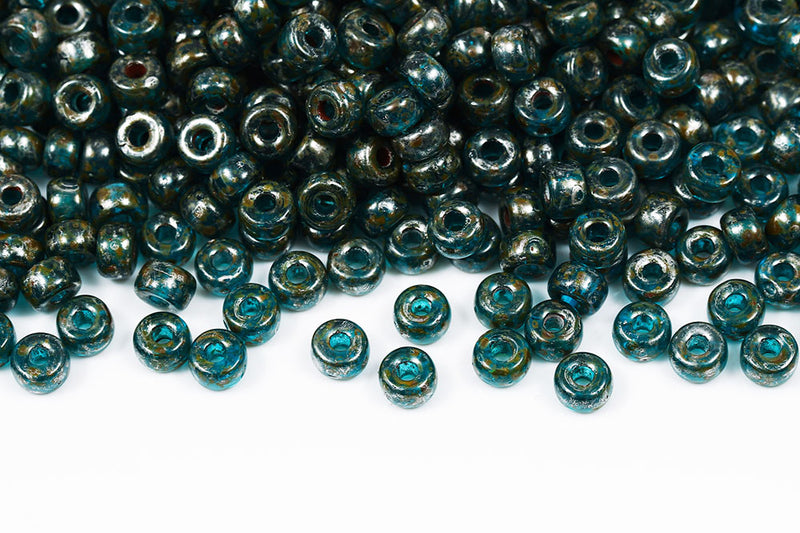 Matubo Round 2/0 Aqua Picasso Czech Seed beads