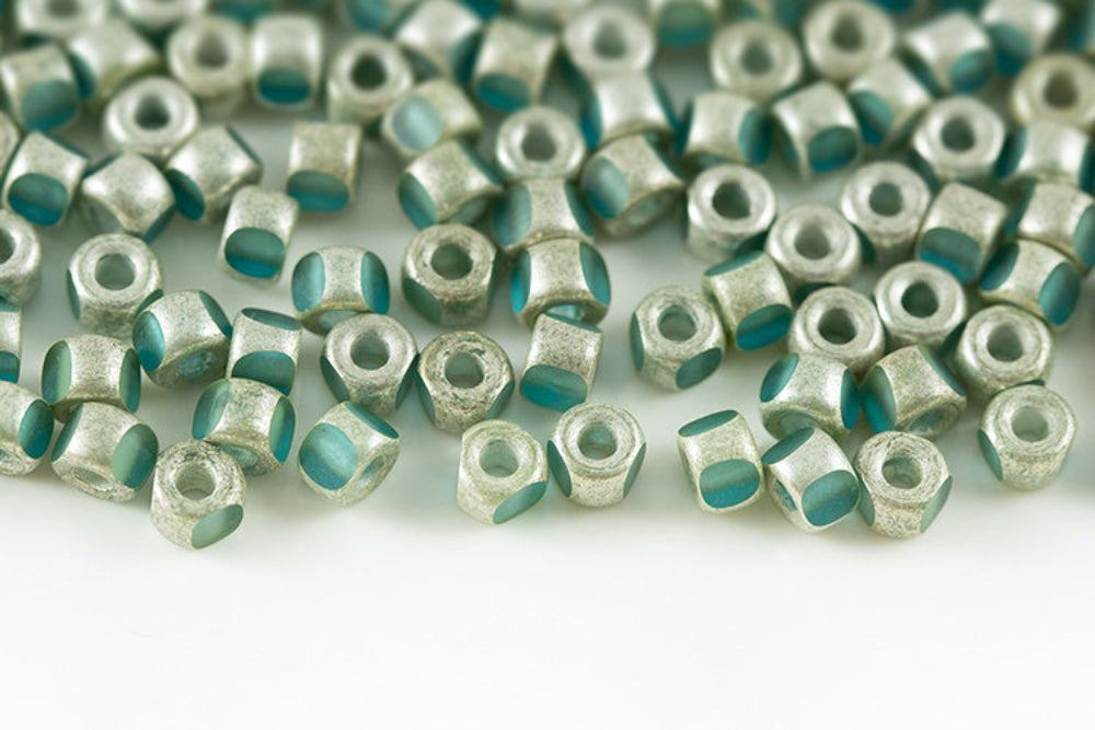 Matubo 3 Cut 6/0 Aquamarine Silver Paste Mat Czech Seed bead