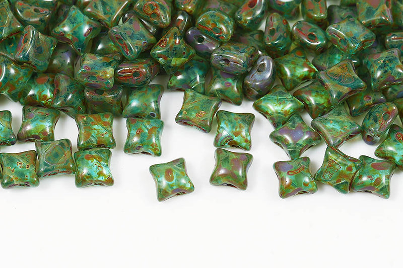 Wibeduo 8×8mm Aquamarine Travertin 2-Hole Czech Beads
