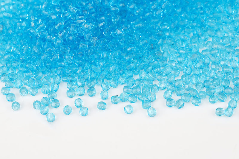 Czech Fire Polished 3mm Aqua Bohemica Celsian Round Beads