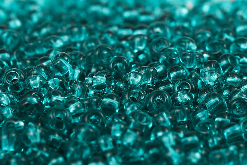 Preciosa Rocailles 8/0 Transparent Green Blue col.60210