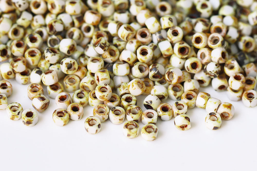 Matubo 3 Cut 6/0 Chalk Travertin Czech Seed beads