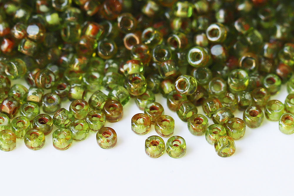 Matubo 3 Cut 6/0 Olivine Travertin Czech Seed beads