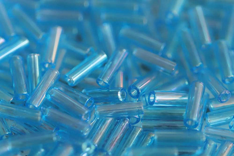 Preciosa Bugles 3″ Transparent Dark Aquamarine Rainbow col.61030