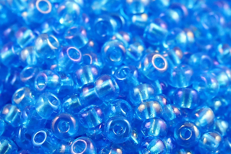 Preciosa Rocailles 11/0 Transparent Aqua Rainbow col.61030