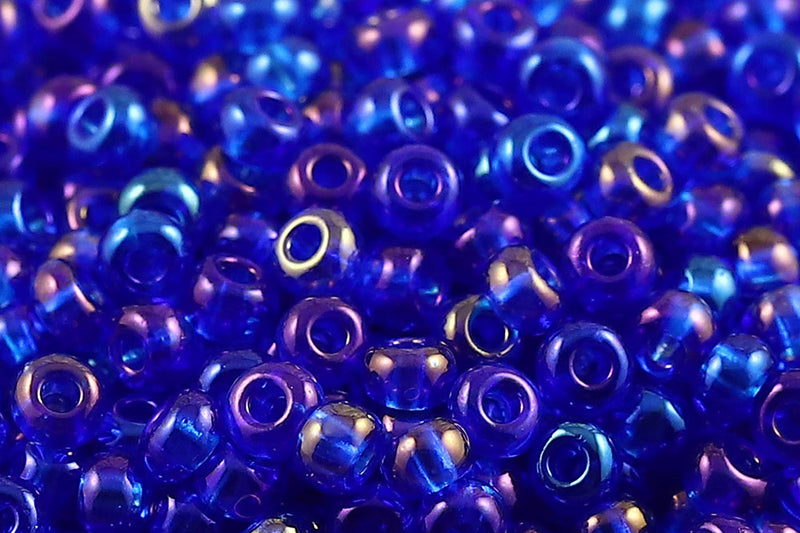 Preciosa Rocailles 10/0 Transparent Capri Blue Rainbow col.61300