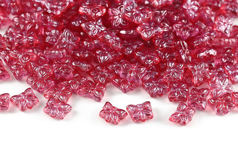 Butterfly 9×7mm Crystal Frozen Peach 1-Hole Czech Beads