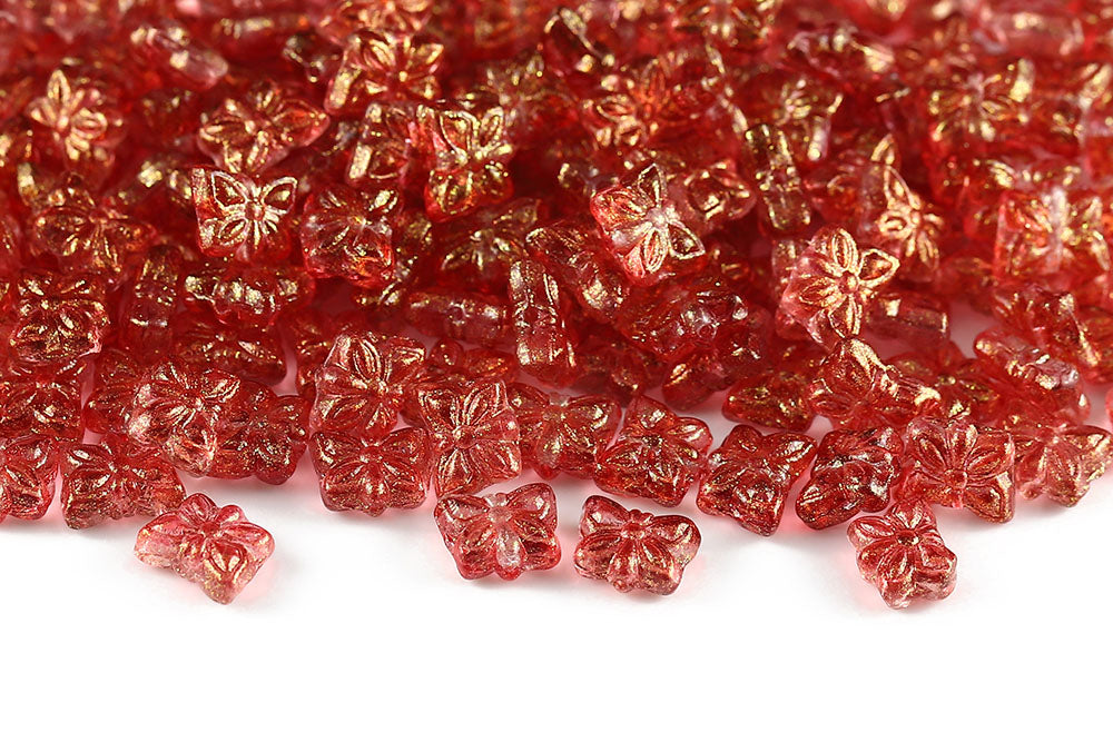 Butterfly 9×7mm Crystal Frozen Padparadscha 1-Hole Czech Beads