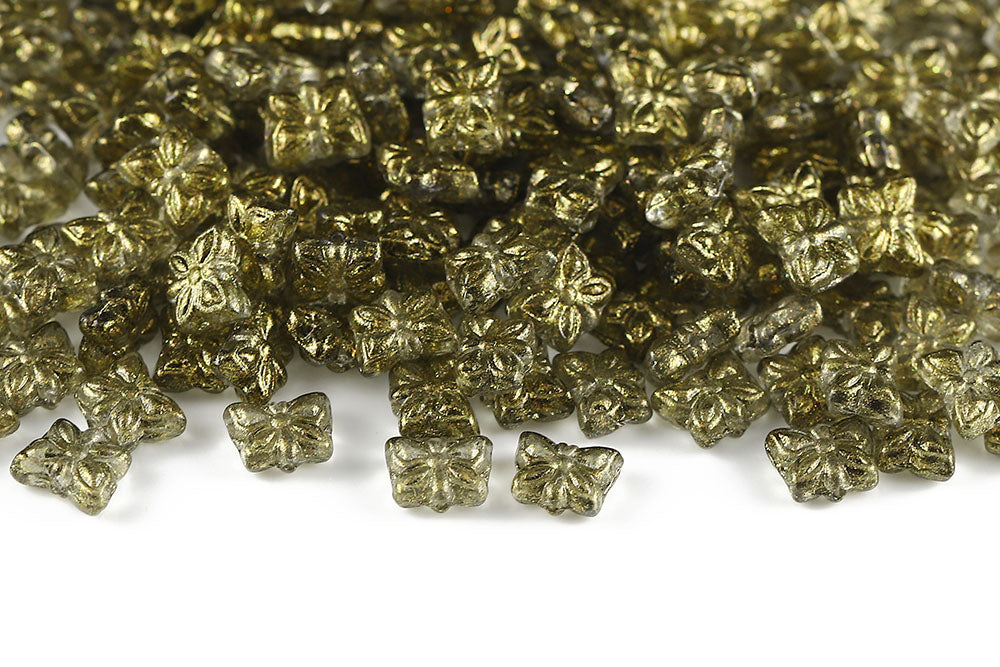 Butterfly 9×7mm Crystal Frozen Dark Olivine 1-Hole Czech Beads