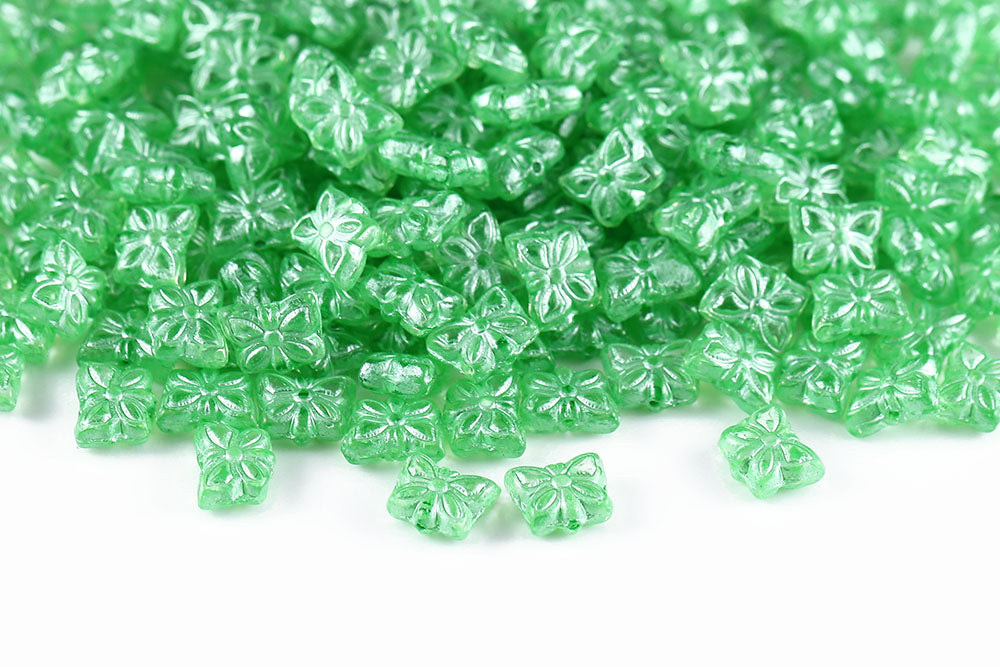 Butterfly 9×7mm Crystal With Green 1-Hole Czech Beads