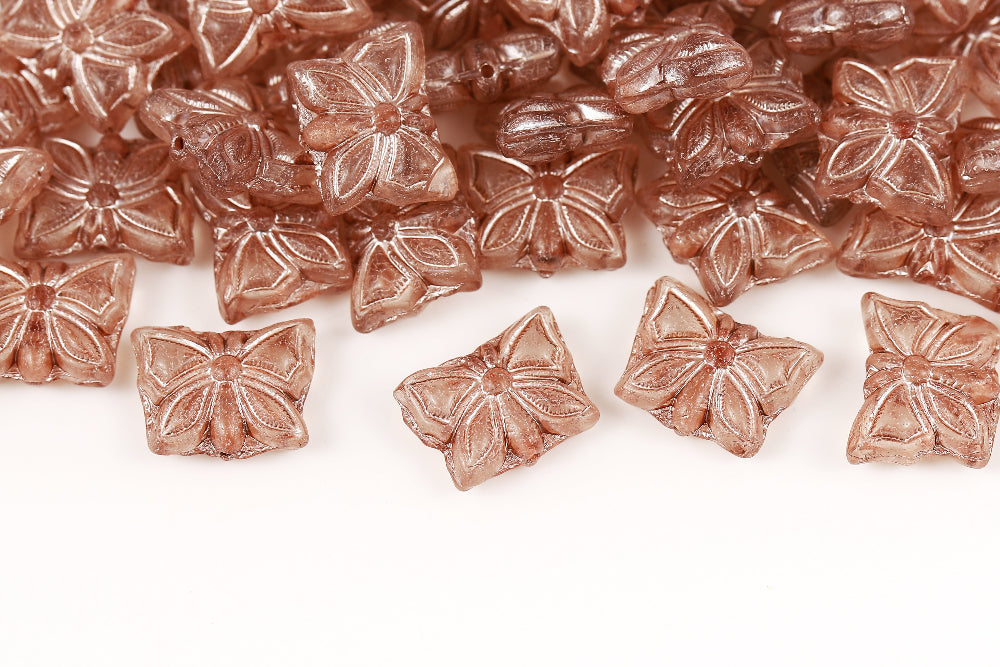 Butterfly 15×12mm Crystal Light brown 1-Hole Czech Beads