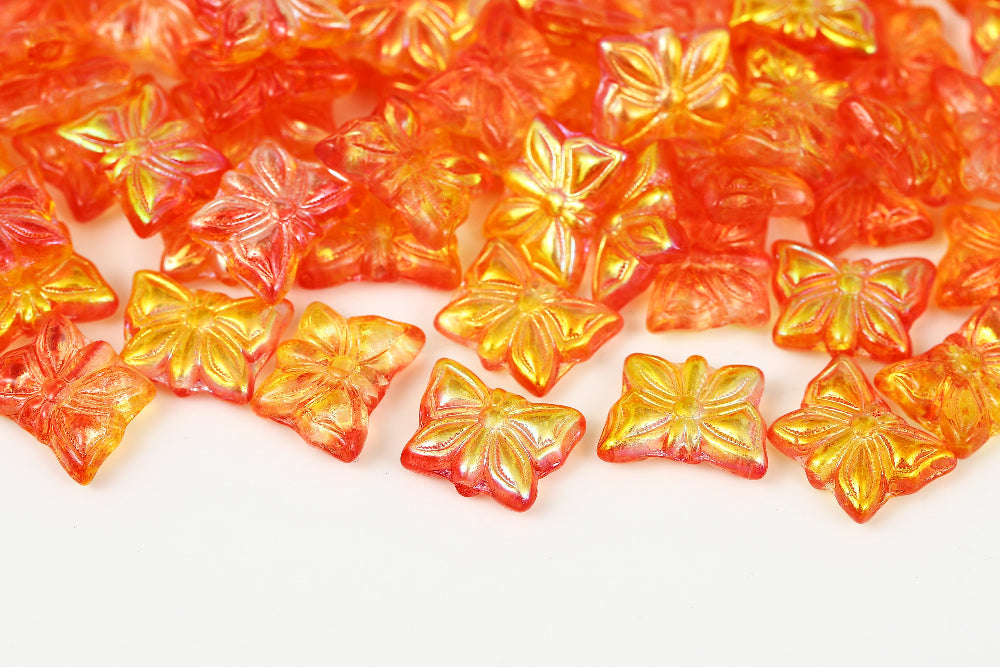 Butterfly 15×12mm Crystal Orange glow 1-Hole Czech Beads