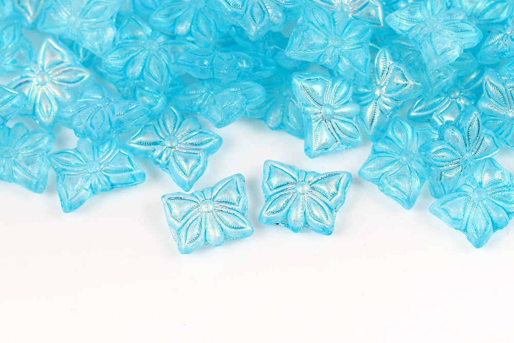 Butterfly 15×12mm Crystal AB Aqua 1-Hole Czech Beads