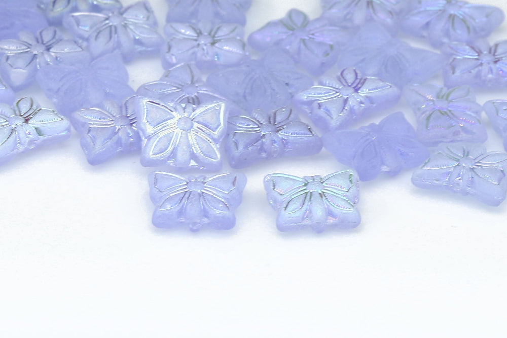 Butterfly 15×12mm Violet AB Matt 1-Hole Czech Beads