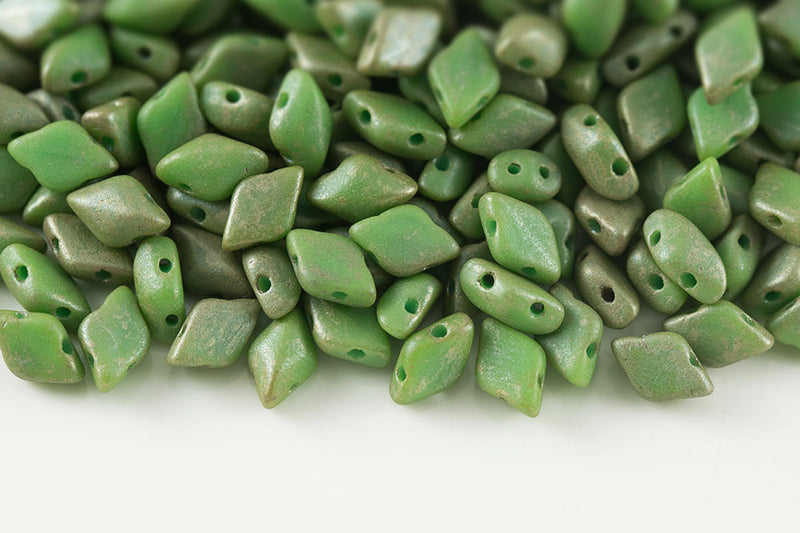Gemduo 8×5mm Turquoise Green Picasso Matt 2-Hole Czech Beads