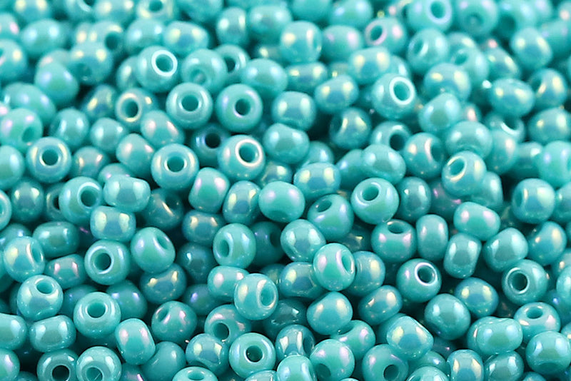 Preciosa Rocailles 6/0 Opaque Rainbow Green Turquoise col.64130