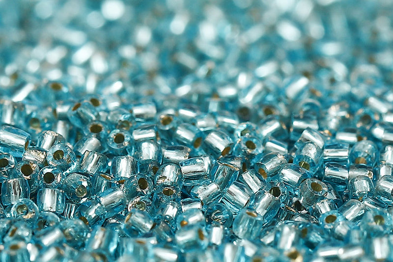 Preciosa 3-Cut 12/0 Transparent Aqua Silver Lined col.67000