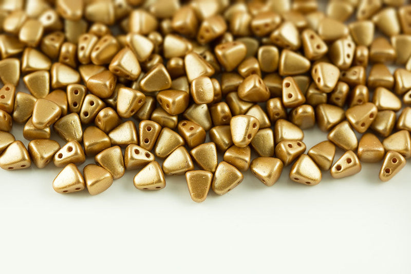 Nib-Bit 6×5mm Pastel Amber 2-Hole Czech Beads