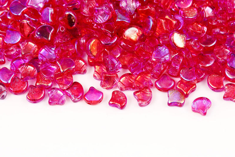 Ginko 7.5×7.5mm Summer Rainbow Pink 2-Hole Czech Beads