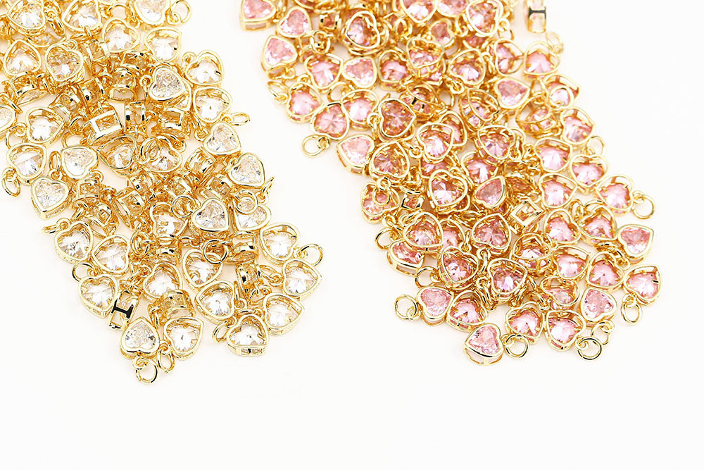 7.5mm Diamond Stone Heart Gold Plated Pendant