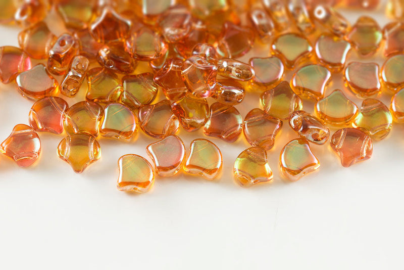 Ginko 7.5×7.5mm Rosaline Apricot Medium 2-Hole Czech Beads