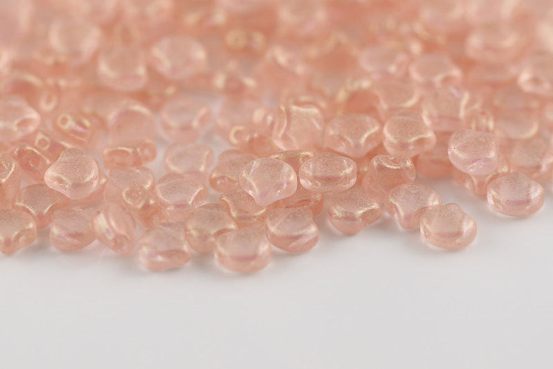 Ginko 7.5×7.5mm Stardust Rosaline 2-Hole Czech Beads