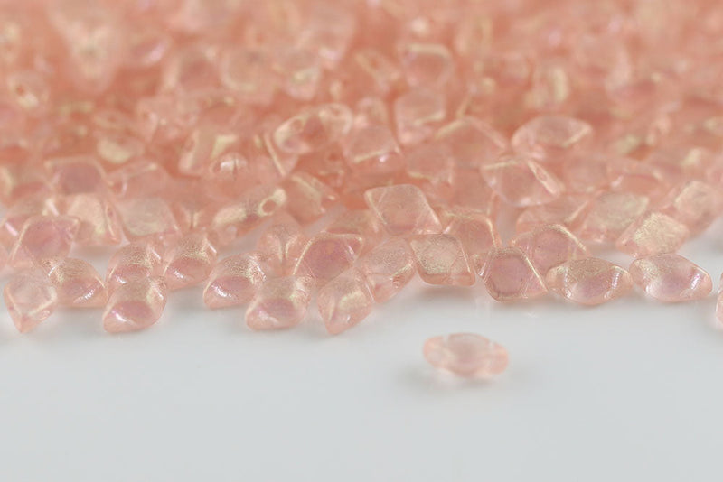 Gemduo 8×5mm Stardust Rosaline 2-Hole Czech Beads