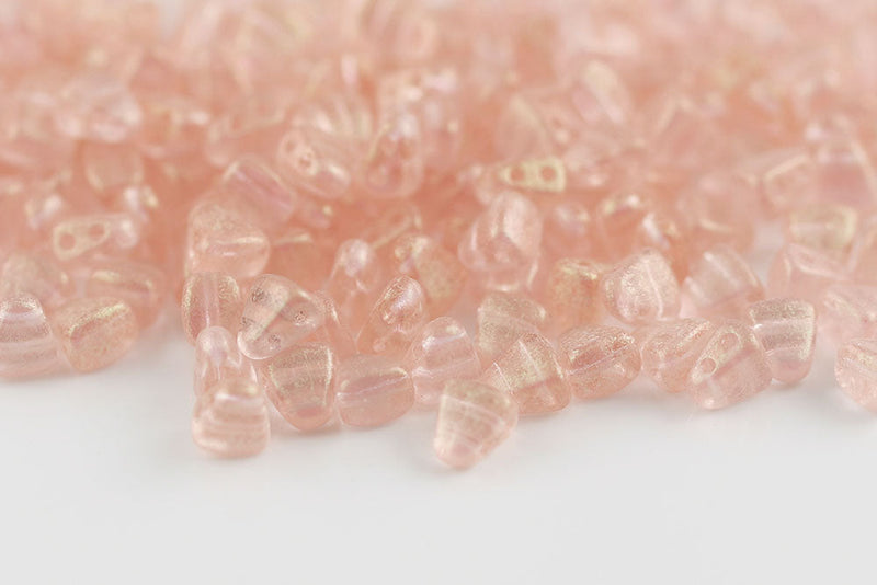 Nib-Bit 6×5mm Stardust Rosaline 2-Hole Czech Beads