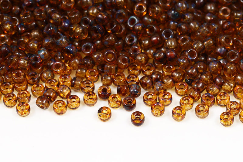 Matubo Round 2/0 Pink Travertin Czech Seed beads