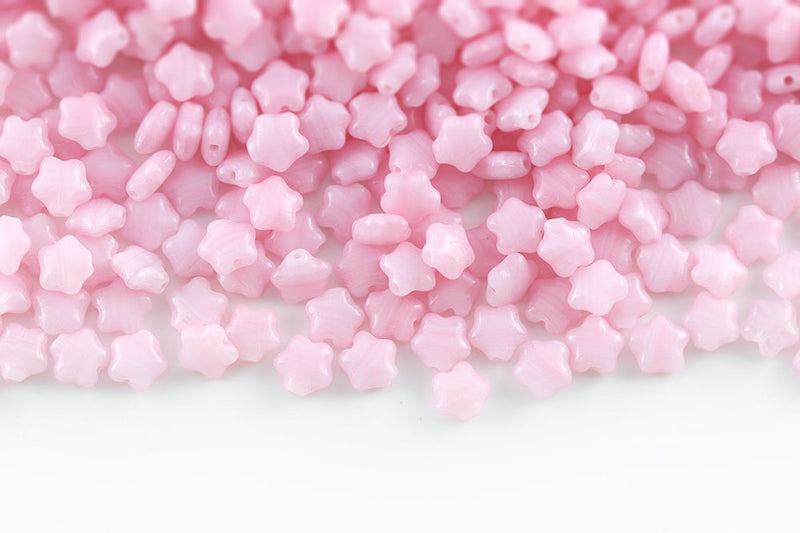 Star 6mm Opal Silk Pink Czech Glass Beads
