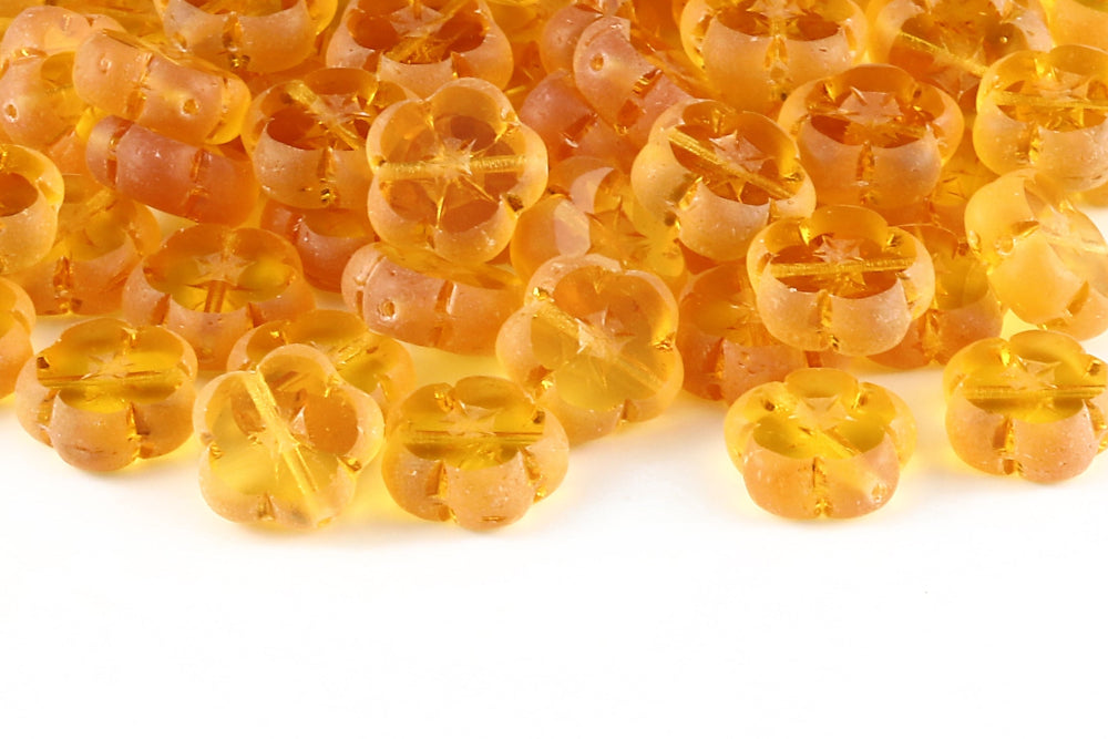 Dianthus Flowers 14mm Topaz Matt 1-Hole Czech Beads