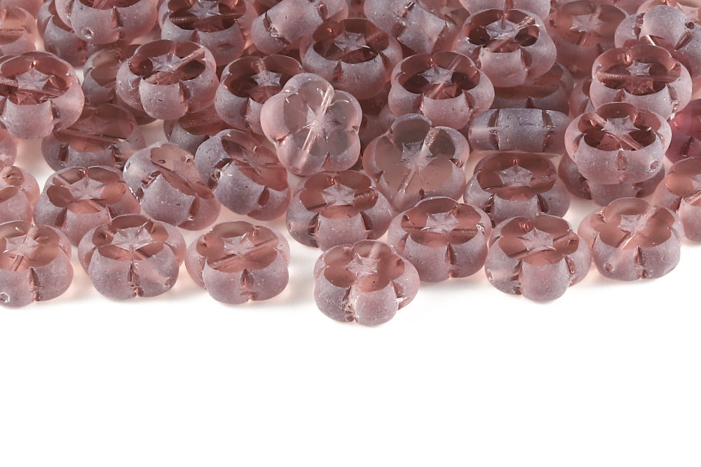 Dianthus Flowers 14mm Lt.Amethyst Matt 1-Hole Czech Beads